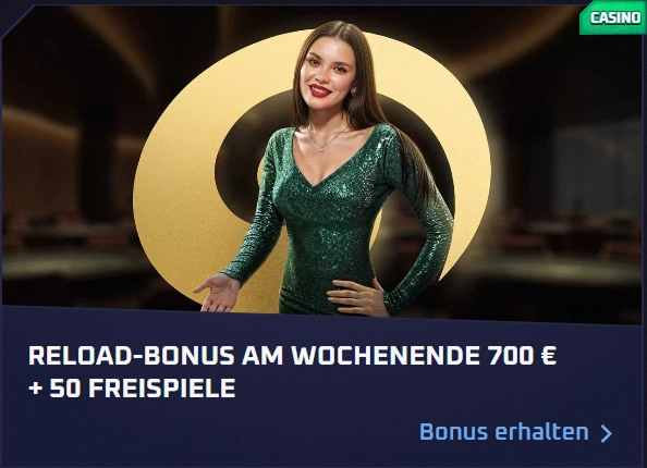 Sportaza Casino reload bonus banner with 700€ + 50 free spins