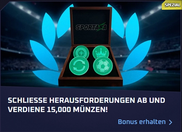 Sportaza bonus: complete challenges and earn 15,000 coins