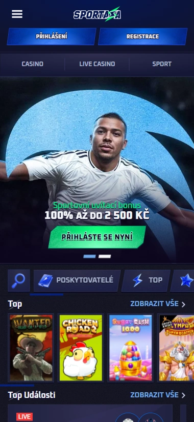 Sportaza Casino welcome bonus offer up to 2,500 Kč
