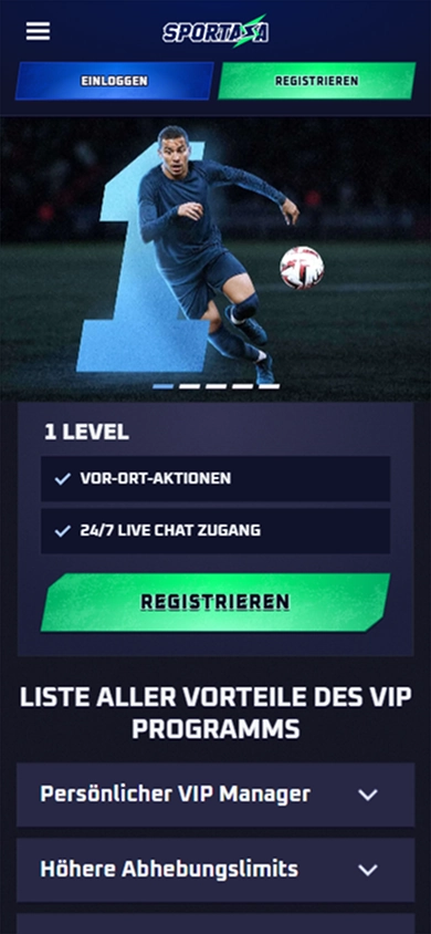 Sportaza Casino mobile registration screen with login and sign up buttons