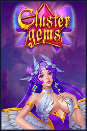 Cluster Gems slot game with a purple-haired fairy and star logo